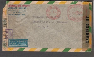 Brazil 1944 WWII multiple censors meter cover Rubino Rio to Kansas City MO - Picture 1 of 2