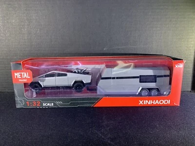 Xinhaodi Tesla Cyber Truck METAL Model with Trailer With Light and Music - Image 1 of 4