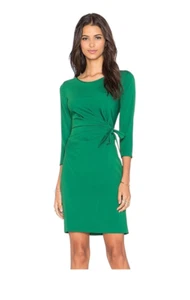 Diane Von Furstenberg Zoe Dress 2 Hunter Green Silk Blend Preppy Faux Wrap Caree - Picture 1 of 12