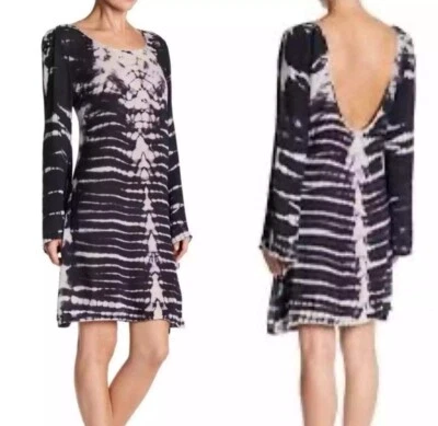 Mini Vestido RAGA Gasa Mediano Tie Dye Espalda Baja Manga Larga Natación Cubrir NUEVO Boho Foto 1 de 4