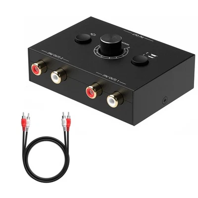 New 1 In 2 Out / 2 In 1 Out RCA Stereo Audio Switch Audio Switcher Splitter - Image 1 of 4