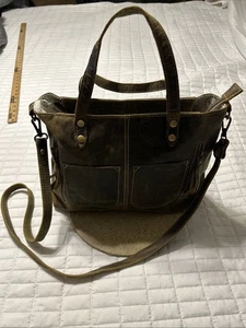 Myra Tasche Distressed Leder Umhängetasche braun Boho rustikaler Stil neu ohne Etikett - Bild 1 von 18