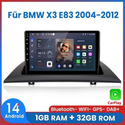 Für BMW X3 E83 2004-2012 Android 14 Carplay Autoradio GPS Navi BT DAB+ Wifi 32GB - Bild 1 von 4