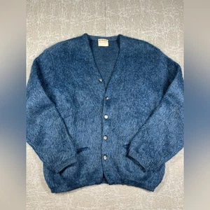 Vintage 60s McGregor Powder Snow Cardigan Sweater Mens L Shaggy Mohair Kurt Cobain - Bild 1 von 6