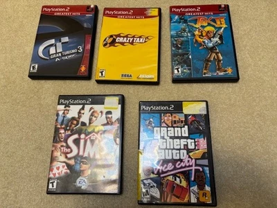 PS2 lot of 5 Gran Turismo 3, Jak II, Crazy Taxi, The Sims, &Grand Theft Auto VC - Image 1 of 3