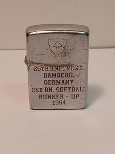1954 Zippo 2517181 26th Infantry Reg Bamberg Germany 2nd Softball Runner Up JB6B - Picture 1 of 8