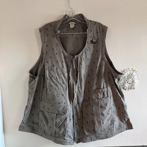 Duluth Trading Co. Beige Floral Print Vest Heirloom Gardening Women's 3XL Plus - Picture 1 of 15