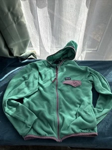 Patagonia Kids Hoodie Fleece Kids Size L 12 Green Full Zip Sweater Youth - Picture 1 of 4