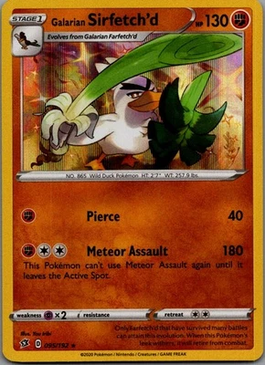Galarian Sirfetch'd Holo Rare SWSH02: Rebel Clash 095/192 NM - Image 1 of 2