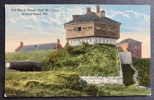 Historisches altes Blockhaus Fort McClary Kittery Point ME Postkarte Maine nicht verschickt - Bild 1 von 2