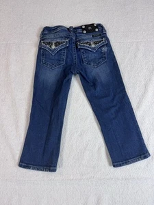 Miss Me Girl's Size 12 Blue Capri Rhinestone - Picture 1 of 11