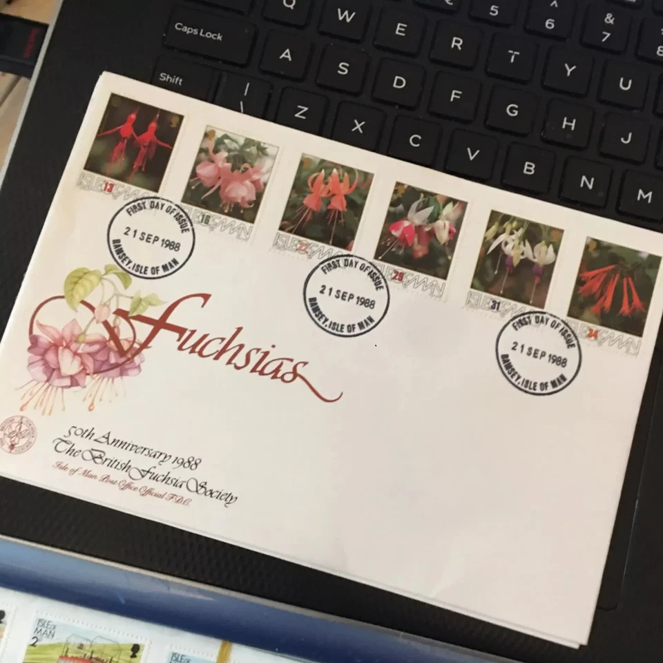 Isle Of Man First Day Cover Fuchsias 21 Sept 1988. FDC Douglas pmk Unaddressed - Image 1 of 1