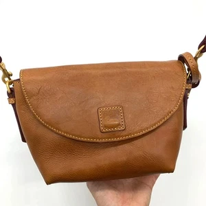 Dooney & Bourke Saddle Crossbody Bag Florentine Leather Brown Natural Purse - Picture 1 of 19