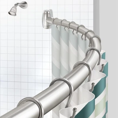 Curved Shower Curtain Rod, Round 42-73 Inches Shower Rods for Brushed Nickel - Image 1 of 4
