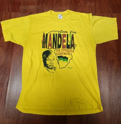 JERZEES Vintage 80's Long Live Nelson Mandela Graphic T Shirt Size:XL Super RARE - Image 1 of 4