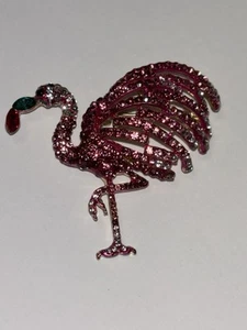 Spilla donna moda strass animale fenicottero cristallo rosa carina - Foto 1 di 2