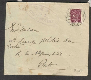 Portugal Feb 1945 WWII CMPT C9 censurado censor cover Funchal to Porto - Picture 1 of 2