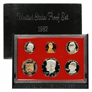 1982 Proof Set With Box United States Coins S B A Dollar Kennedy Cameo Mirror - Picture 1 of 2