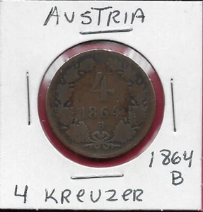 ÖSTERREICH ÖSTERREICH UNGARISCHES REICH 4 KREUZER 1864-B FRANZ JOSEPH I, GEKRÖNTES KAISERREICH - Bild 1 von 2