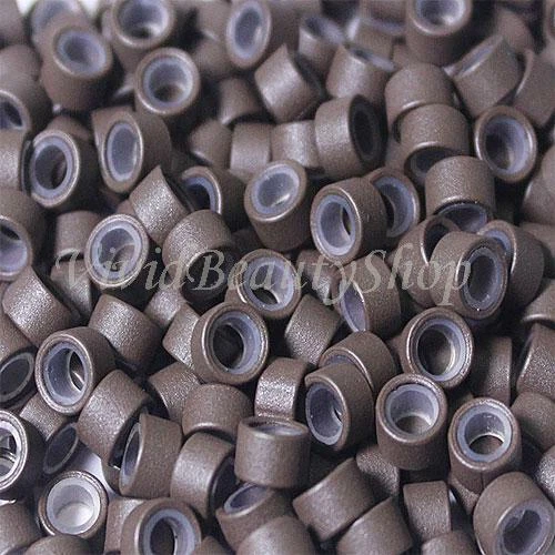 500 5mm Medium Brown Silicone Micro Rings Beads for I Bond Tip Hair Extensions - Image 1 of 1