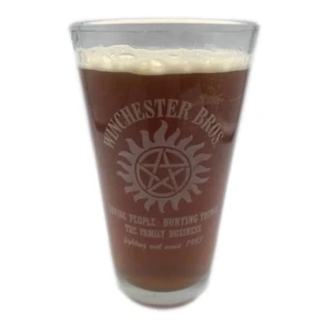 Winchester Brothers Engraved Beer Pint Glass Supernatural Sam Dean Protection  - Picture 1 of 1