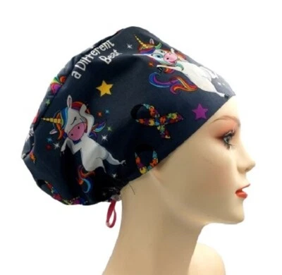 Autistic Unicorn Handmade Scrub Cap Doctor Theatre Nurse Hospital Anaesthetist - Image 1 of 3