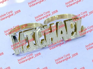 PERSONALIZED GP TWO 2 FINGER NAME RING DOUBLE  BLOCK letters ( US SELLER ) - Picture 1 of 1