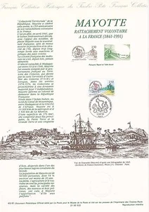 Document Philatélique 1er Jour : 45 1991 - Mayotte Rattachement volontaire  - Picture 1 of 1