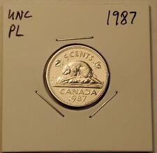 1987 CANADA FIVE Cent PL Nickel UNC 5 Cent Coin 