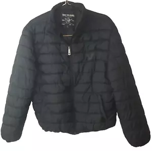 True Religion Light Puffer Jacket Quilted Full Zip Men Black-Out Sz L EUC - Picture 1 of 8