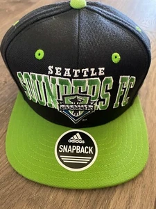 NEW adidas MLS MAJOR LEAGUE SOCCER SEATTLE SOUNDERS FC HAT CAP SNAPBACK BLK GRN - Picture 1 of 5