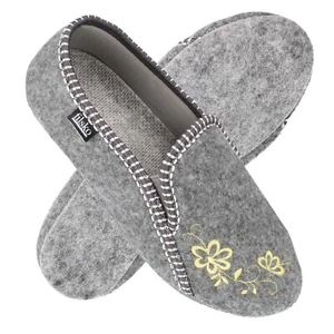 Hausschuhe Damen Filz mit Filzsohle Blumen Pantoffeln Gefüttert Easy-Filz filsko