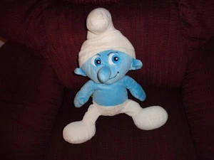 2011 LARGE  17"  SMURFS BUILD A  BEAR PLUSH CLUMSY SMURF DOLL PEYCO  ANIMAL TOY - Picture 1 of 7