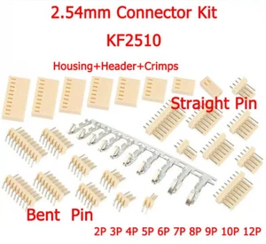 2.54mm Connector Kit KF2510 Bent/Straight Pin Housing+Header+Crimps 2Pin-10 Pins - Picture 1 of 20
