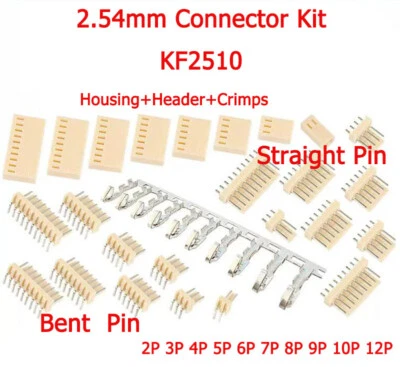 2.54mm Connector Kit KF2510 Bent/Straight Pin Housing+Header+Crimps 2Pin-10 Pins - Image 1 of 4
