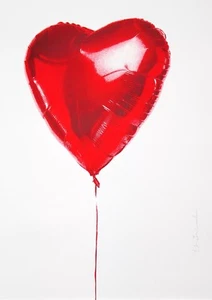 Serigrafía en globo Mr Brainwash HOLD ON TO MY HEART VALENTINE'S S/N #100 2018 - Imagen 1 de 2