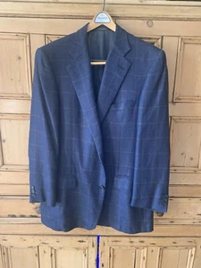 Ermenegildo Zegna Sport Mantel blau braun Fensterscheibe kariert 44 Regular - Bild 1 von 11