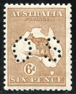 6d Roo Acsc 22Ab~SG0114 CHESTNUT "OS" SM WMK VARIETY *SHADE LINES MISSING* MUH. - Picture 1 of 2