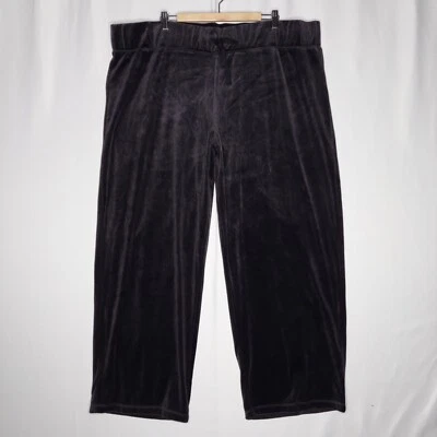Route 66 Y2K Velour Pants Women 2X Black Straight Leg Drawstring Elastic Waist - Image 1 of 4
