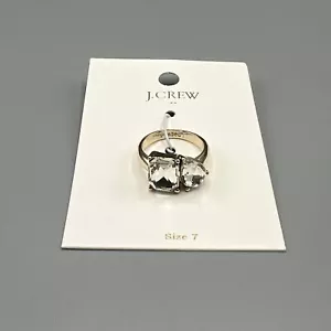 J. Crew Two-stone toi et moi Crystal Ring Size 7 - Picture 1 of 4