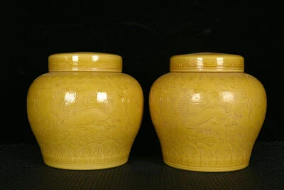 Maceta de caballo de agua de mar esmalte amarillo marca chenghua porcelana dinastía antigua de 5,5" Foto 1 de 4