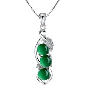 Tripe Stone Jade Luck and Wealth Sterling Silver Necklace - Imagen 1 de 3