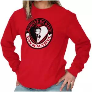 Betty Boop Always Be Kind Stay Beautiful Long Sleeve T Shirt Tees For Women - Picture 1 of 11