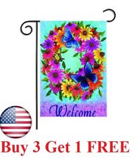 US Garden Flag 12 x 18" great linen quality heavy duty Flower floral Butterfly.