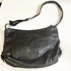 Stone Mountain Black Soft Leather Shoulder Crossbody Hobo Handbag Medium - Picture 1 of 14