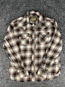Camisa de franela retro de manga larga para hombre Wrangler - marrón talla grande perla a presión - Imagen 1 de 8