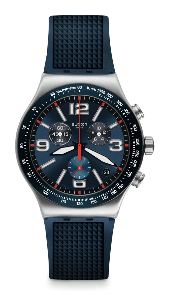 Swatch Watch Chrono Blue Grid YVS454 Mens Formal IMPORT