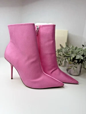 Botines altos Good American Emma en rosa talla 10M Barbiecore Stiletto Preppy nuevos en caja Foto 1 de 4