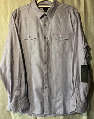 Camisa de vestir Marc Anthony’s para hombre con botones manga bambú calce ajustado talla L lavanda Foto 1 de 4