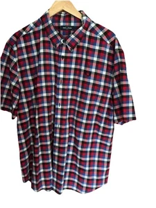 Fred Perry Men's Short Sleeve Check XXL Red/White/Blue - Picture 1 of 4